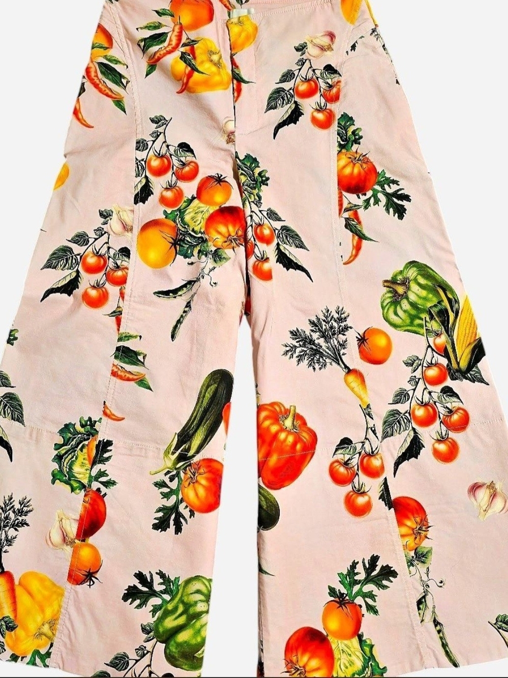 Maeve Pink Wide-Leg Vegetable Print Cropped Pants